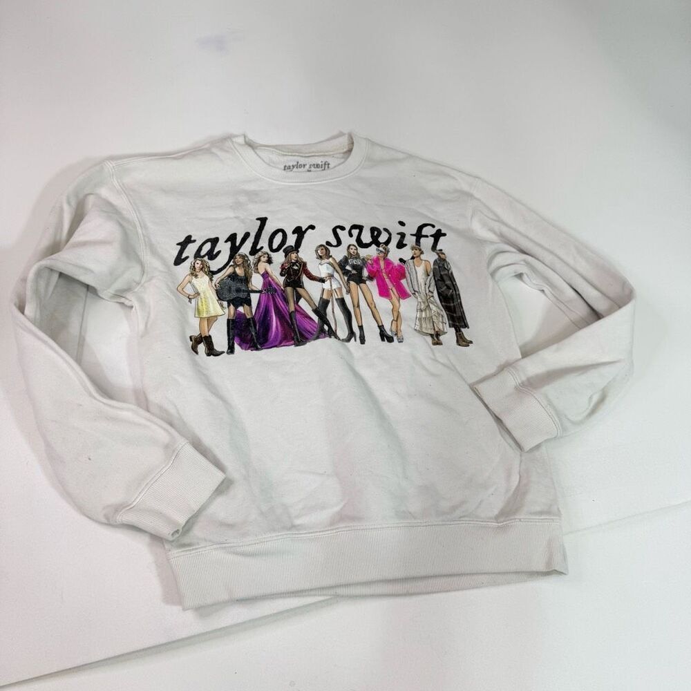Taylor Swift Eras Tour Midnights Graphic Crew Pullover Sweatshirt White‎ Medium